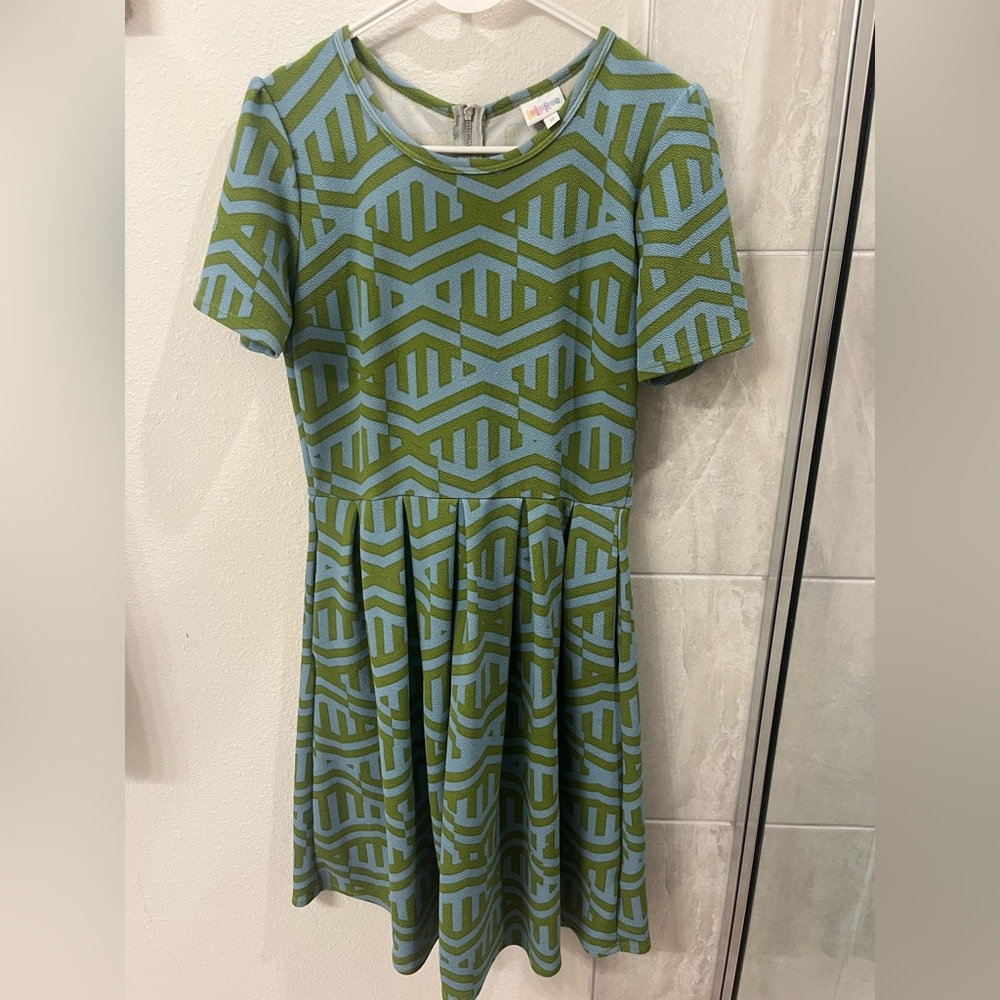LulaRoe A line geometric Y2K print dress size M